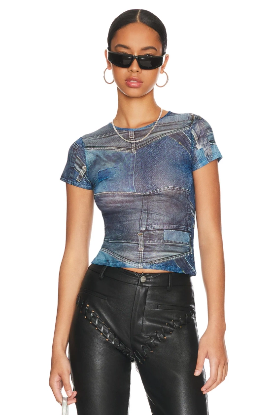 Miaou Mini Tee in Denim Print | REVOLVE