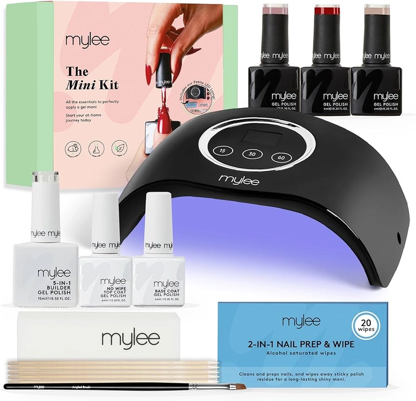 Mylee Mini Kit - Professional Nail Care Set for Beginners at Home – Includes LED Nail Lamp, Nail Gel Polish, Base Coat, Top Coat and Accessories