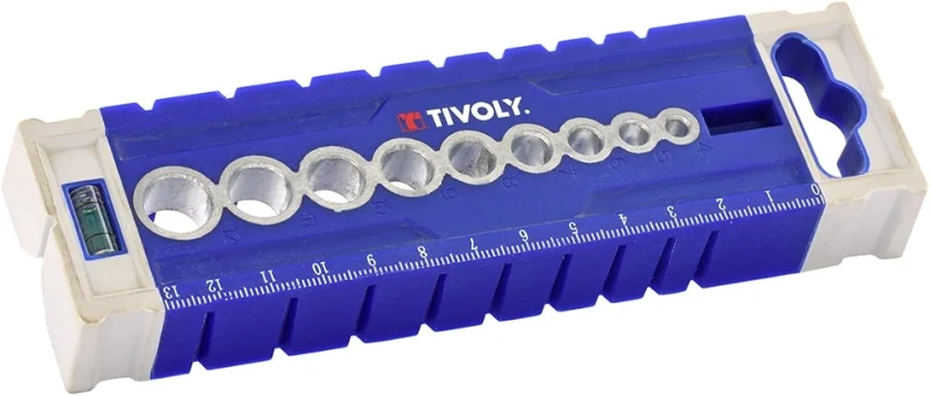 TIVOLY - Guide Perçage Pilot 5 - Pour Perçage Perpendiculaire du Bois et du Métal - Ø 4 à 12 mm, Bleu