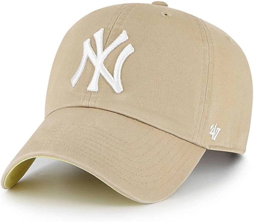 '47 New York Yankees Ballpark Clean Up Dad Hat Baseball Cap - Khaki Khaki, White, Yellow One Size
