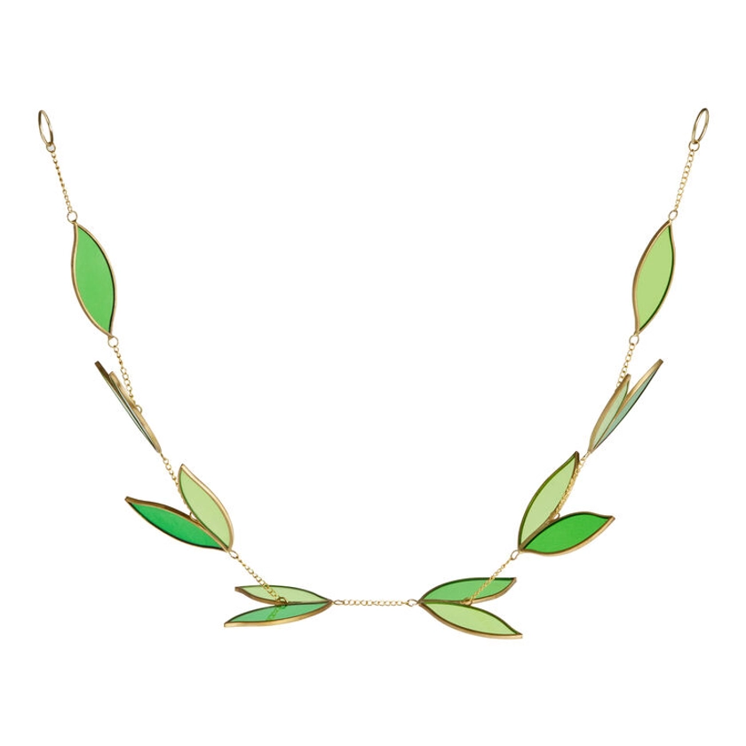 Green Glass Leaf Suncatcher Garland - World Market