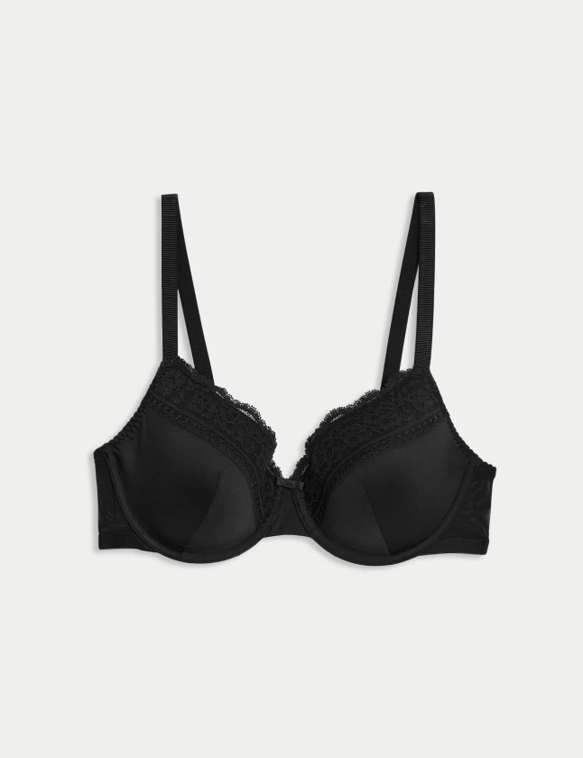 Lace Trim Padded Full Cup Wired Bra A-E