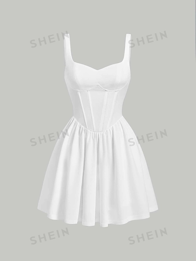 SHEIN MOD Solid Cami Corset Structure Dress