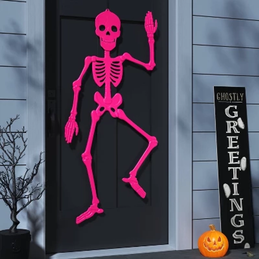 59" Jointed Skeleton Halloween Decorative Prop Neon Pink - Hyde & EEK! Boutique™