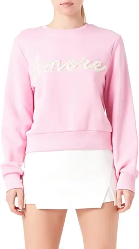 Endless Rose Amore Pearly Beaded Sweatshirt | Nordstrom