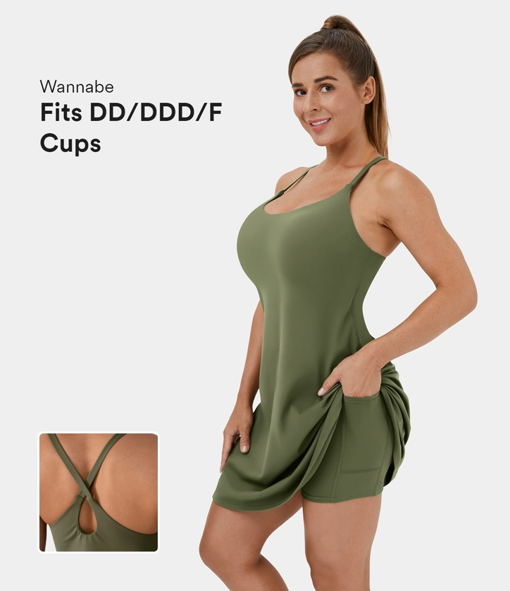 Women’s Everyday Softlyzero™ Plush Backless 2-in-1 Activity Dress-Wannabe-DD/DDD/F Cups - Halara 