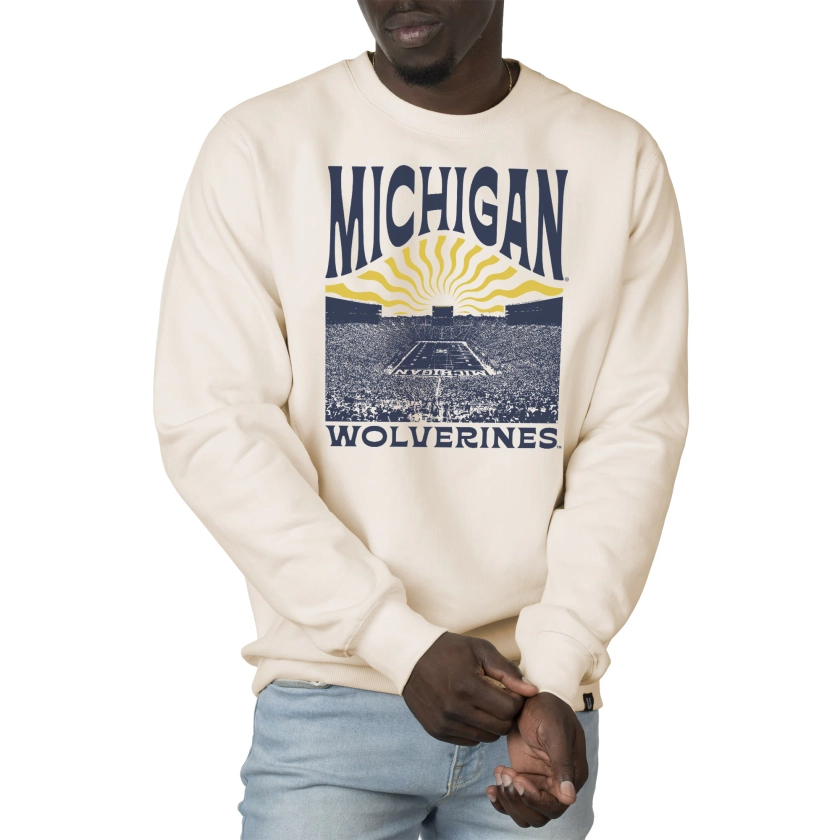 Michigan Wolverines Uscape Apparel Premium Heavyweight Crew Neck Sweatshirt - Cream