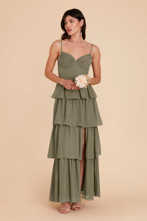 Lola Chiffon Dress - Moss Green