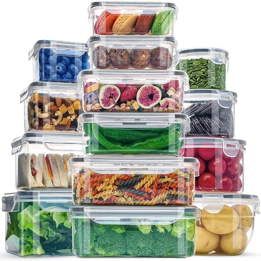 28 Pieces Food Storage Containers with Lids ,EXTRA LARGE Freezer Containers for Food BPA-Frees, Meat Fruit Vegetables Plastic Containers with lids, Storage Airtight Leak-Proof Food Containers for Kitchen