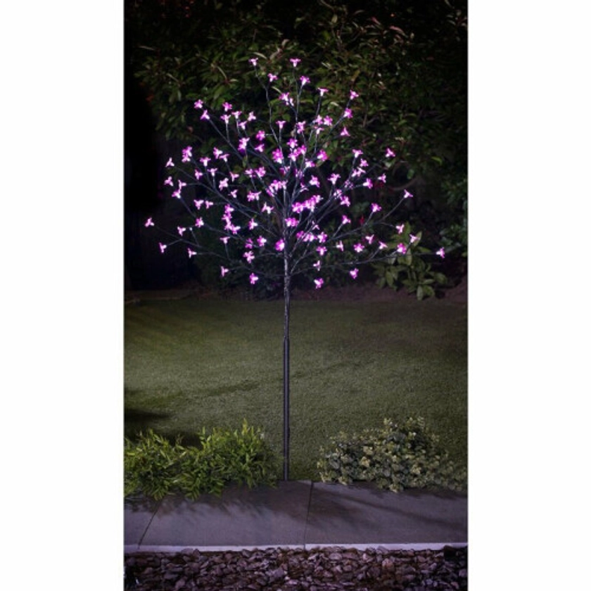 Solar Powered Decorative 4Ft 128 Led Blossom Pink Garden Tree G-0168 on OnBuy