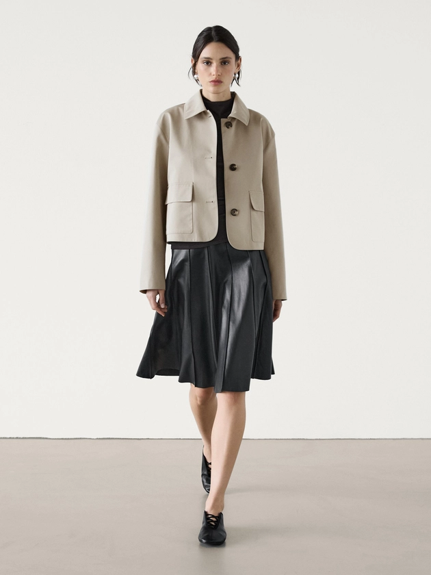 Cotton blend short jacket · Beige · Coats And Jackets | Massimo Dutti