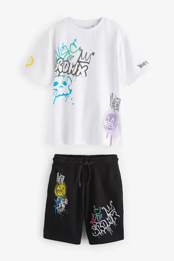 Buy White/Black Graffiti Graphic Top and Shorts Set (3-16yrs) from the Next UK online shop