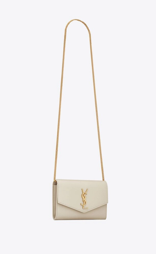 UPTOWN chain wallet en cuir embossé grain de poudre | Saint Laurent | YSL.com