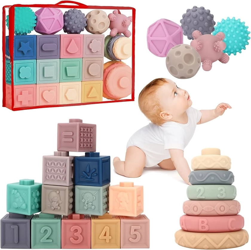 vvhippo Jeux Montessori Bébé 6-12 Mois, Cube Sensoriels Souples a Empiler, Cube d'activité Bébé, Jeux Educatif Jouets d'éveil pour Bebe Enfant 6 9 12 Mois 1 2 Ans Ans Garçon Fille : Amazon.fr: Jeux et Jouets