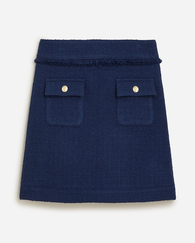 Patch-pocket mini skirt in tweed