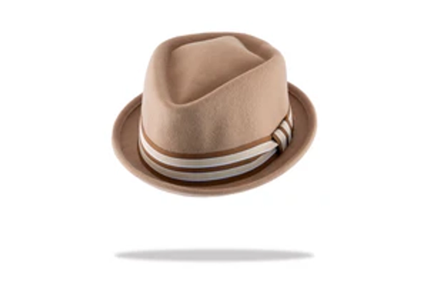 Men's wool felt porkpie hat in Camel MF6018