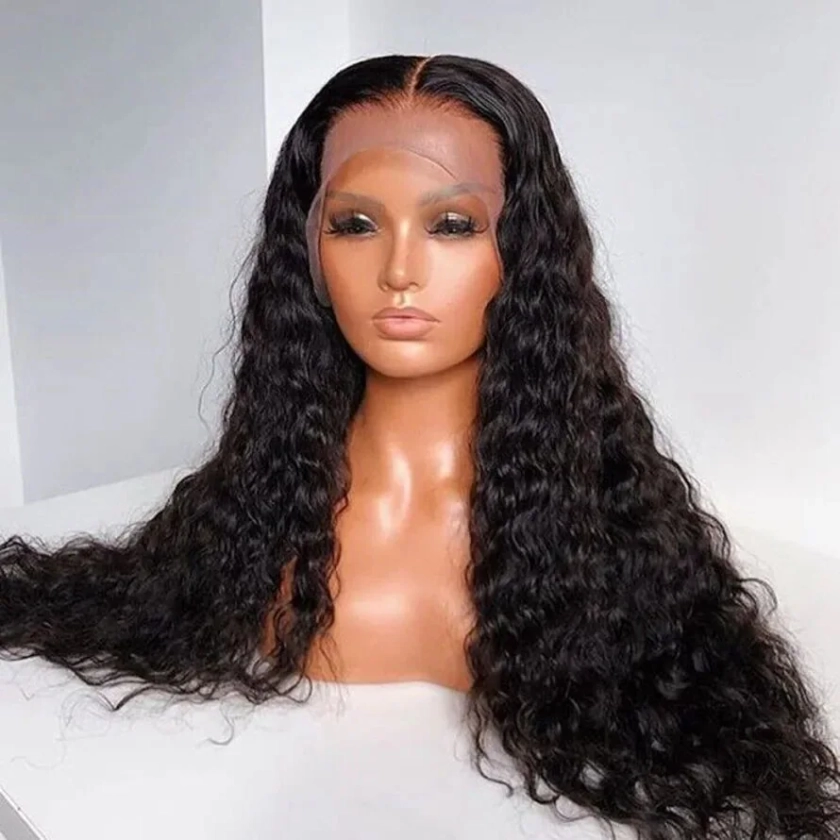 2024 New Lace Front Wigs 26inch 180density Kinky Curly Synthetic Deep Water Wave For Black Women Pre Plucked With Baby Hair