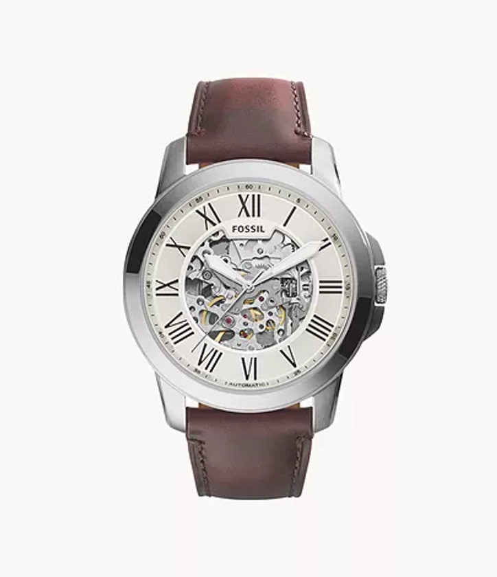 Montre Grant automatique en cuir marron