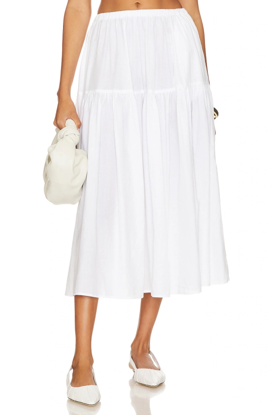 Enza Costa Tiered Maxi Skirt in White | REVOLVE