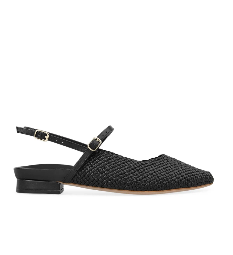 Goldeneye Black Woven Leather Flats | Bared Footwear