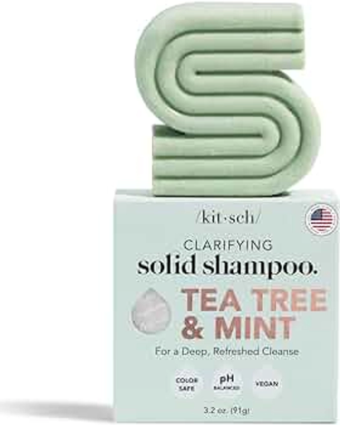 Kitsch Tea Tree & Mint Anti Dandruff Shampoo for Itchy Scalp | Vegan & Natural Shampoo Bar | Made in US | Bar Shampoo for Hair Dandruff | For All Hair Types | Paraben Free | Sulfate Free, 3.2oz
