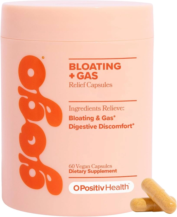 GOGO Bloating & Gas Digestive Relief - Digestive Enzymes for Bloating Relief & Water Retention Reduction - Gas Relief Supplements with Bromelain, Ginger Root, & Milk Thistle - 30 Servings (Pack of 1)