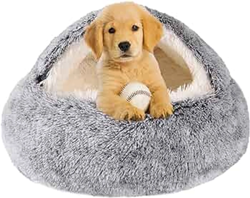 Dog Beds for Small Dogs, Cat Bed Cave, Washable Cute Cat Bed, Cozy Nook Pet Bed for Dogs or Cats, Anti-Slip Puppy Bed for Small Medium Pets (Grey, 20" x 20")