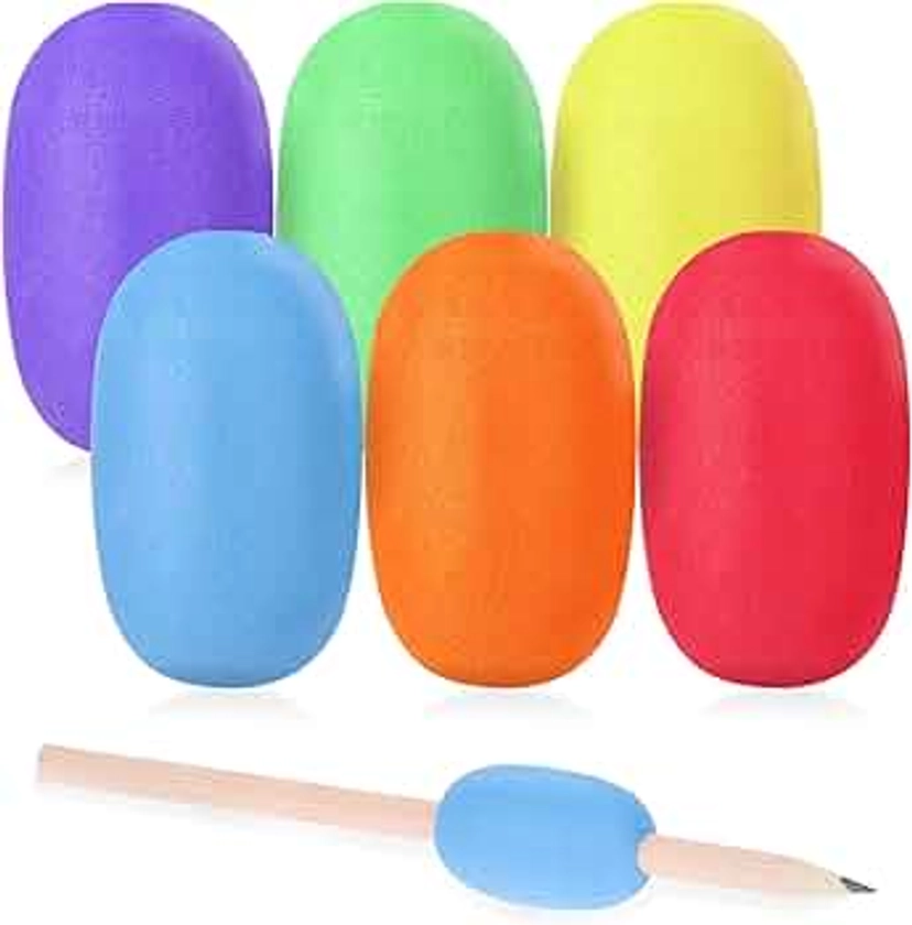 Lot de 6 poignées en mousse pour stylo pour enfants et adultes - Poignée ergonomique pour l'écriture manuscrite et le dessin - Pour droitier ou gaucher