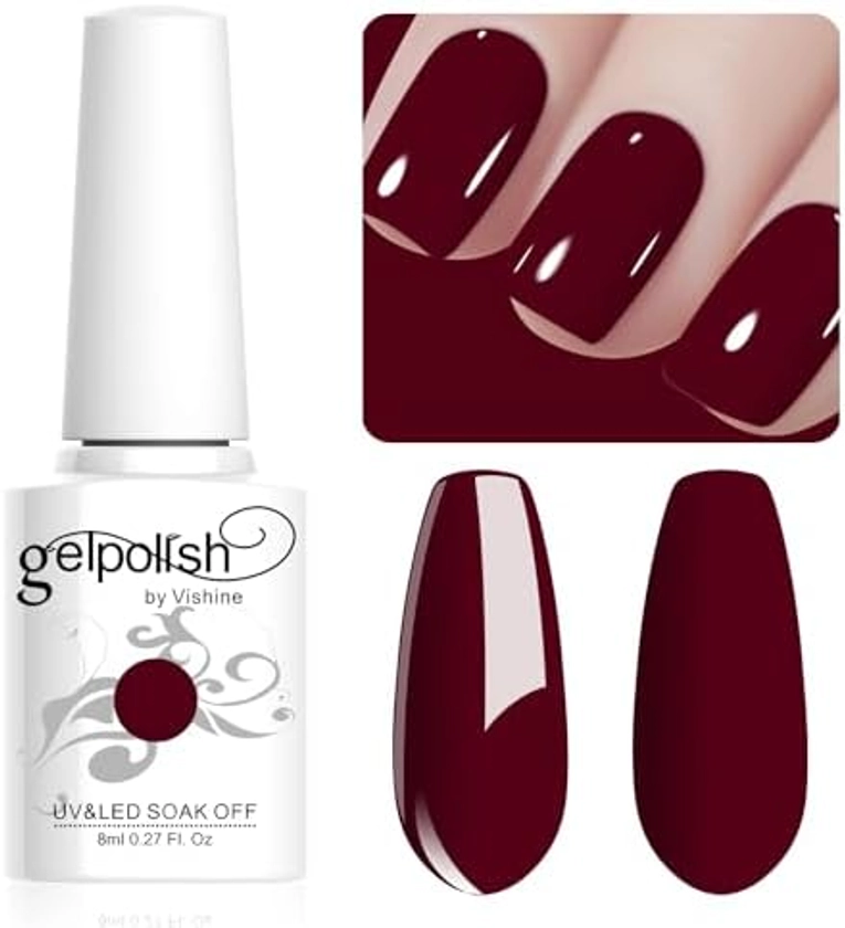 Vishine 8ml Vernis à Ongles Gel Semi Permanent Couleur Bordeaux, Vernis Semi Permanent Soak Off UV LED Gel Polish Nail Art Manucure Salon DIY LM080 : Amazon.com.be: Beauté et Parfum