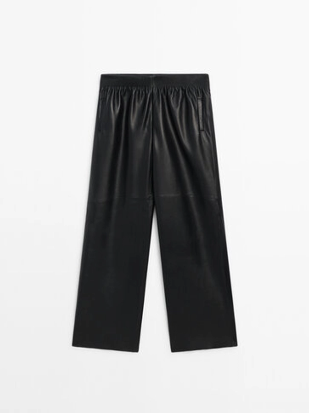 Nappa leather trousers with elasticated waistband - VIEW ALL - TROUSERS - COLLECTION - WOMEN - Massimo Dutti