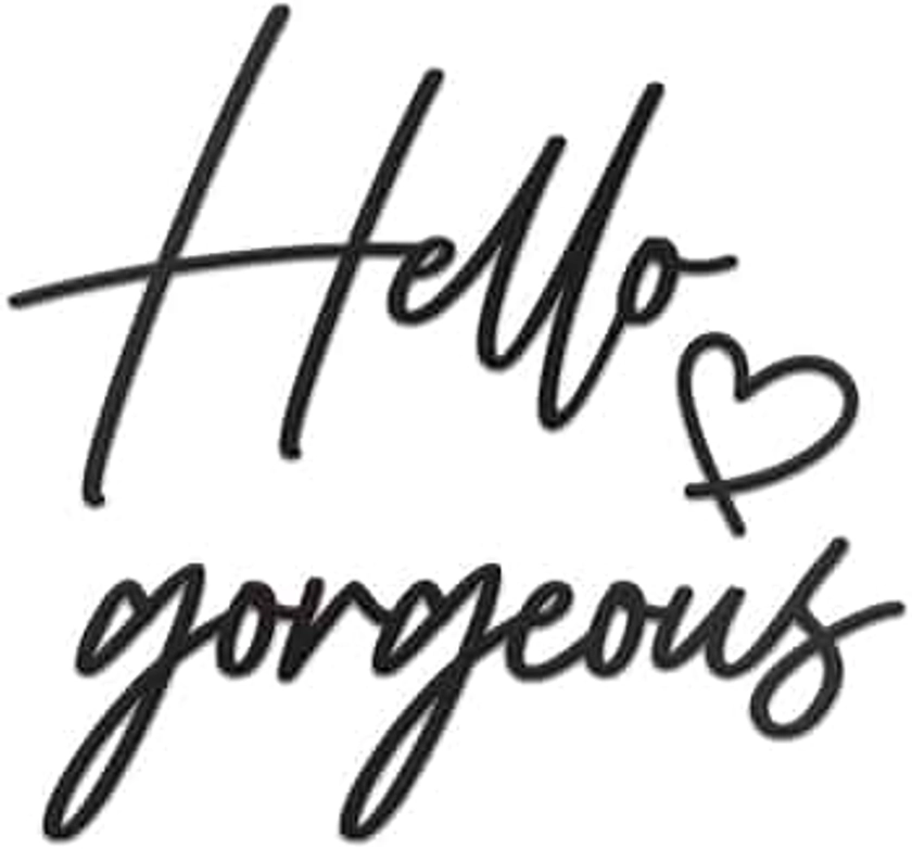 Vivegate Hello Gorgeous Sign Metal Wall Decor - 20"X15" Black Modern Beautiful Hello Gorgeous Farmhouse Metal Wall Signs for Hanging Any Room Wall Art Decor