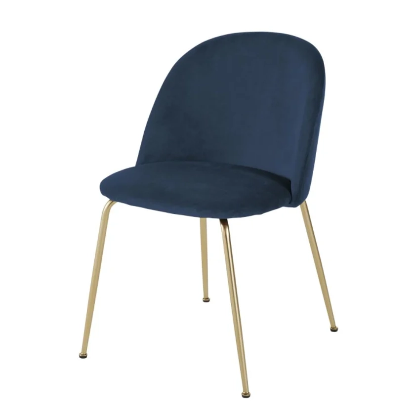 Chaise en velours bleu foncé