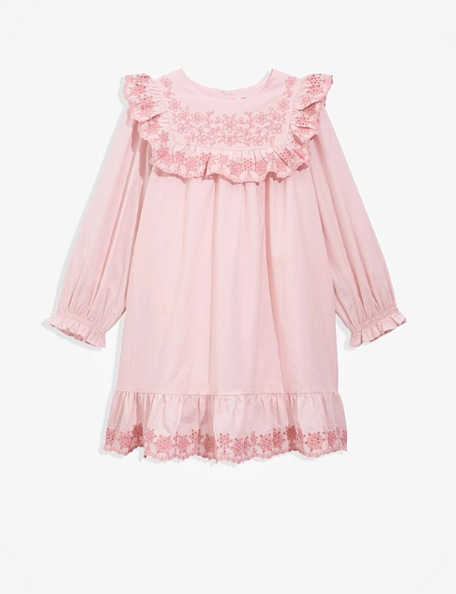 Organically Grown Cotton Embroidered Frill Dress