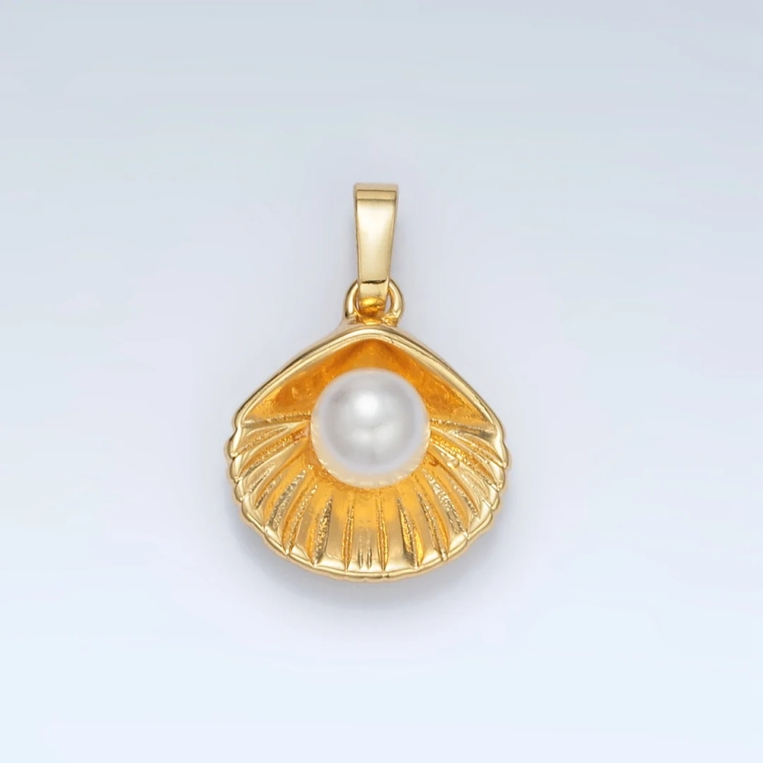 Gold Filled Pearl Shell Open Clam Pendant AA1393 - Etsy