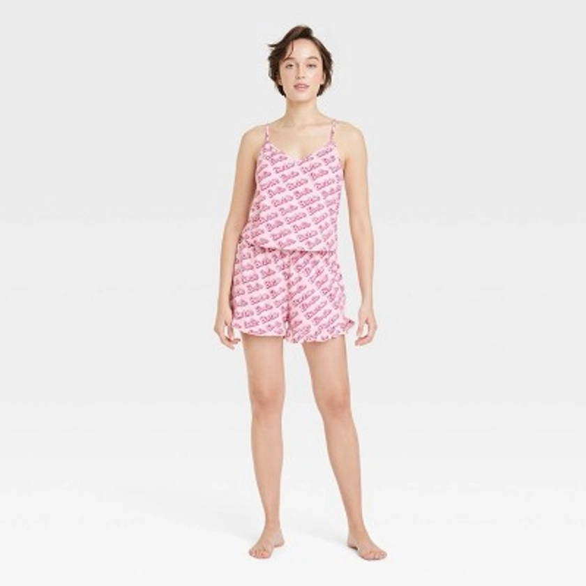 Women's Barbie X Skinnydip Logo Graphic Pajama Set - Pink XL