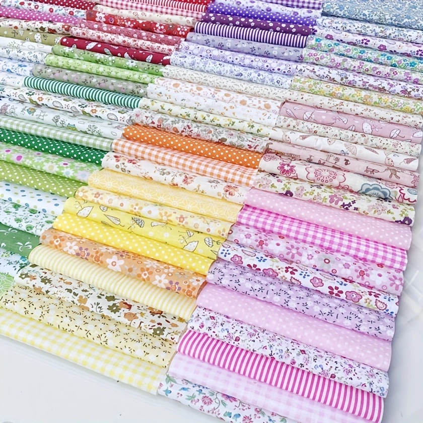 100pcs Cotton Fabric * For DIY Sewing, Quilting And Toys Cloth, 10*10cm