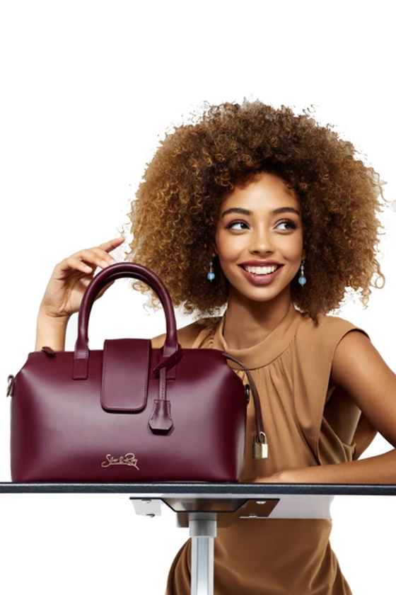 Convertible Executive Leather Bag MIDI in Burgundy