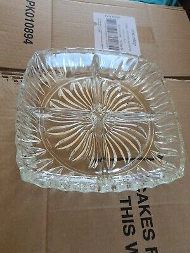 Cut Glass Divided Serving Dish, Vintage Snack Sectioned Serving plate | eBay