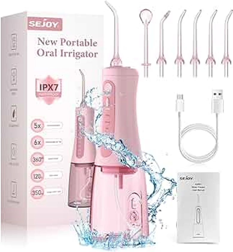 Water Dental Picks for Teeth Cleaning and Flossing, Water Flosser Electric Cordless, Water Flosser for Braces for Kids Travel, 5 Cleaning Modes 8 Jet Tips, IPX7 Waterproof