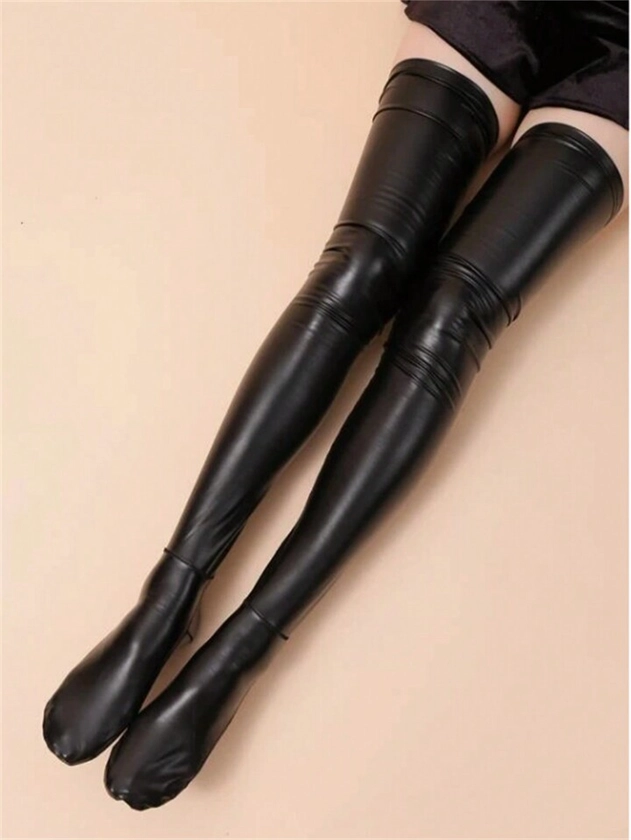 ROMWE Goth Women's Fashionable Black Over-The-Knee Socks