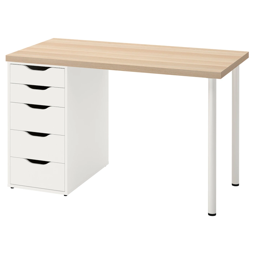 LAGKAPTEN / ALEX bureau, effet chêne blanchi/blanc, 120x60 cm - IKEA