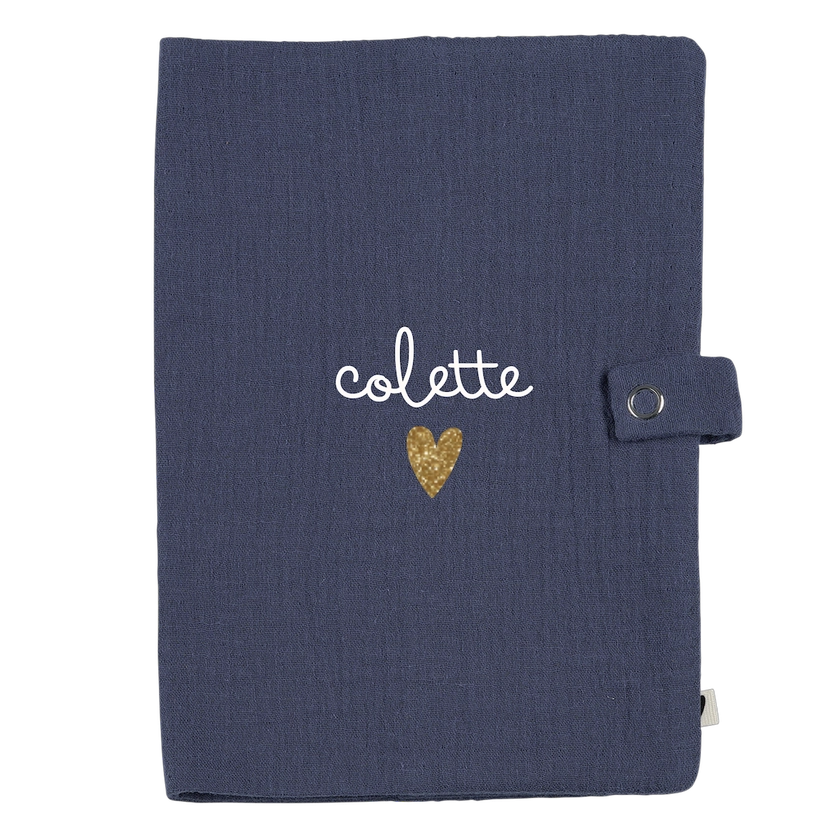 Protège carnet de santé | Gaze de coton OEKO-TEX bleu | Atelier Wagram