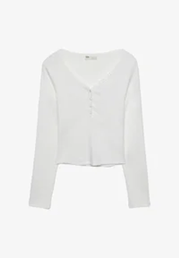 Stradivarius WITH BUTTONS - T-shirt à manches longues - white/blanc - ZALANDO.FR