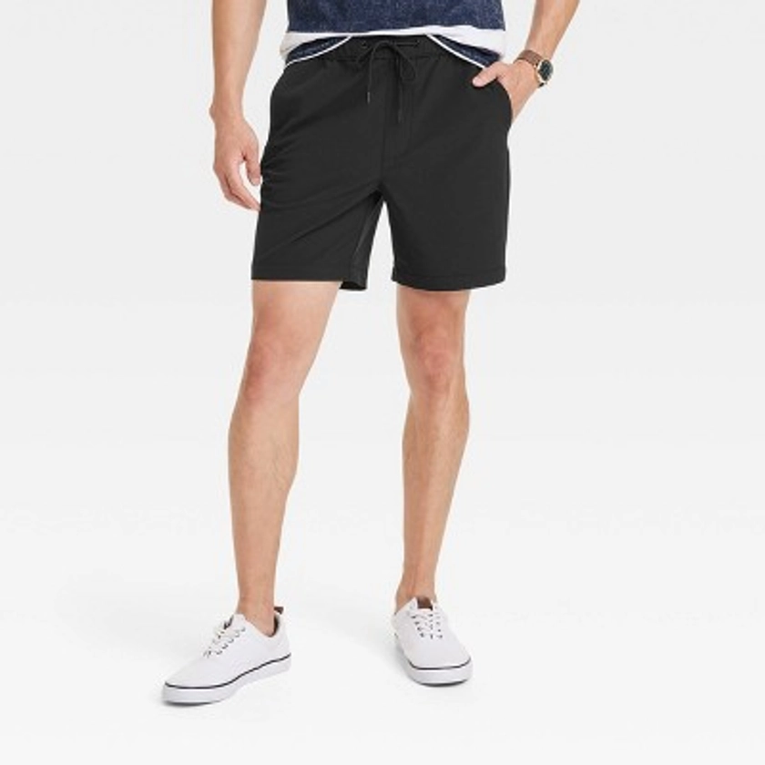 Men's 7" Woven Tech E-Waist Pull-On Shorts - Goodfellow & Co™ Black S