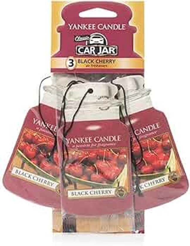 Yankee Candle Car Jar Scented Air Freshener | Black Cherry | 3 Count