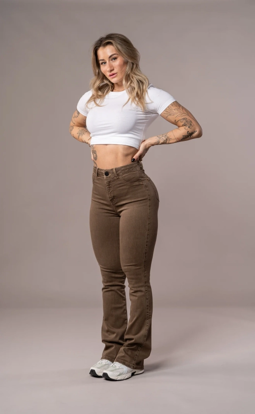 brown flared jeans women » Shop Now