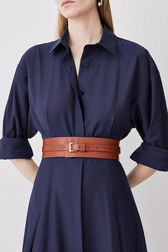 Leather Buckle Trim Belt