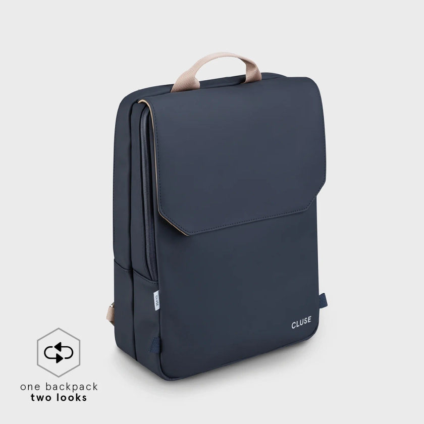 Le Réversible Backpack, Dark Blue Caramel, Silver Colour