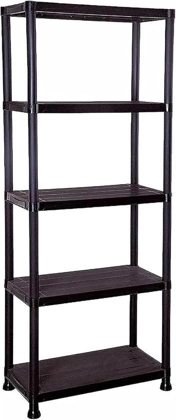 STORM TRADING GROUP Storage Shelving Unit 4 Tier & 5 Tier Racking Plastic for Home Living Room Garage - Extra Large Lightweight, Compact Shelves (1, 5 Tier)