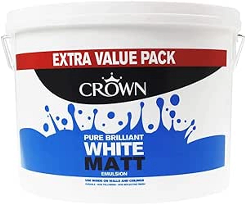 CROWN Matt Emulsion Paint 7.5L Pure Brilliant White : Amazon.co.uk: DIY & Tools